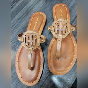 Tommy Hilfiger Brown Logo Sandals, 7 5